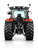 Rückansicht eines roten Landwirtschaftstraktors auf weißem Hintergrund